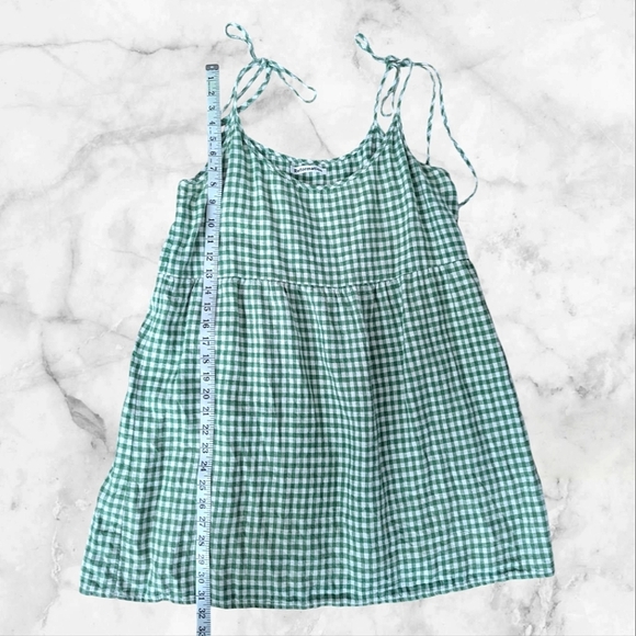 REFORMATION GREEN GINGHAM TIE MINI DRESS SIZE L - Picture 3 of 3